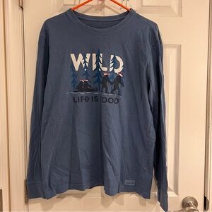 Life Is Good Christmas Blue‎ Long Sleeve Tee